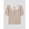 8SECONDS Back Ribbon Square Neck Knit Beige