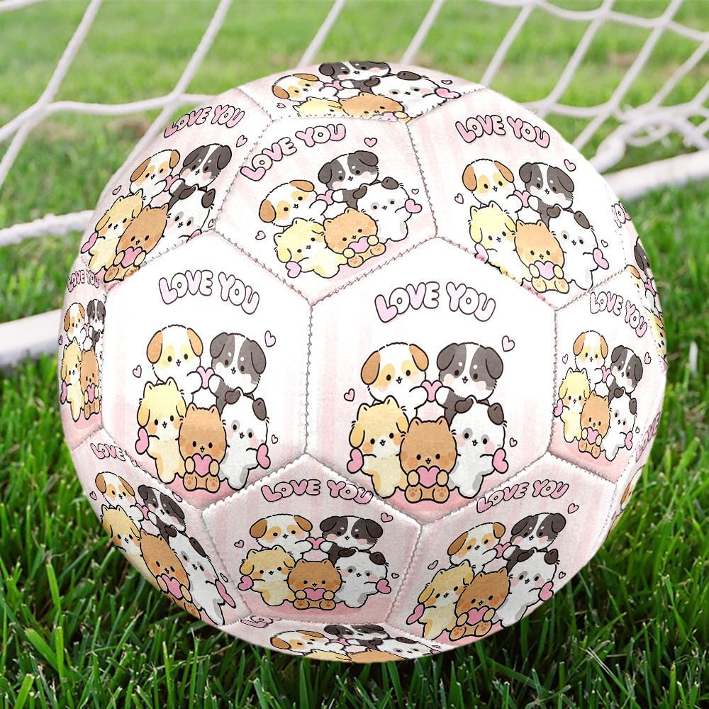 1pc Love Puppies Heart Size 5 Soccer Ball Professional Match Training Football Indoor &Outdoor Sports Ball Training Ball Lightweight Durable y98
