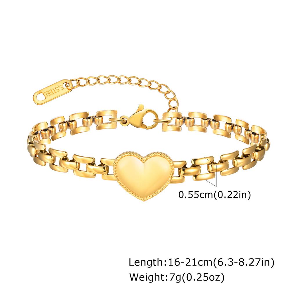 Chunky Stainless Steel Link Chain Bracelet For Woman, Gold Plated Layering Bracelets Wristband Waterproof Zircon