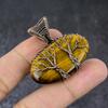 Natural Tiger Eye Handmade Copper Wire Wrap Tree Of Life Pendant 1.57" g0W95