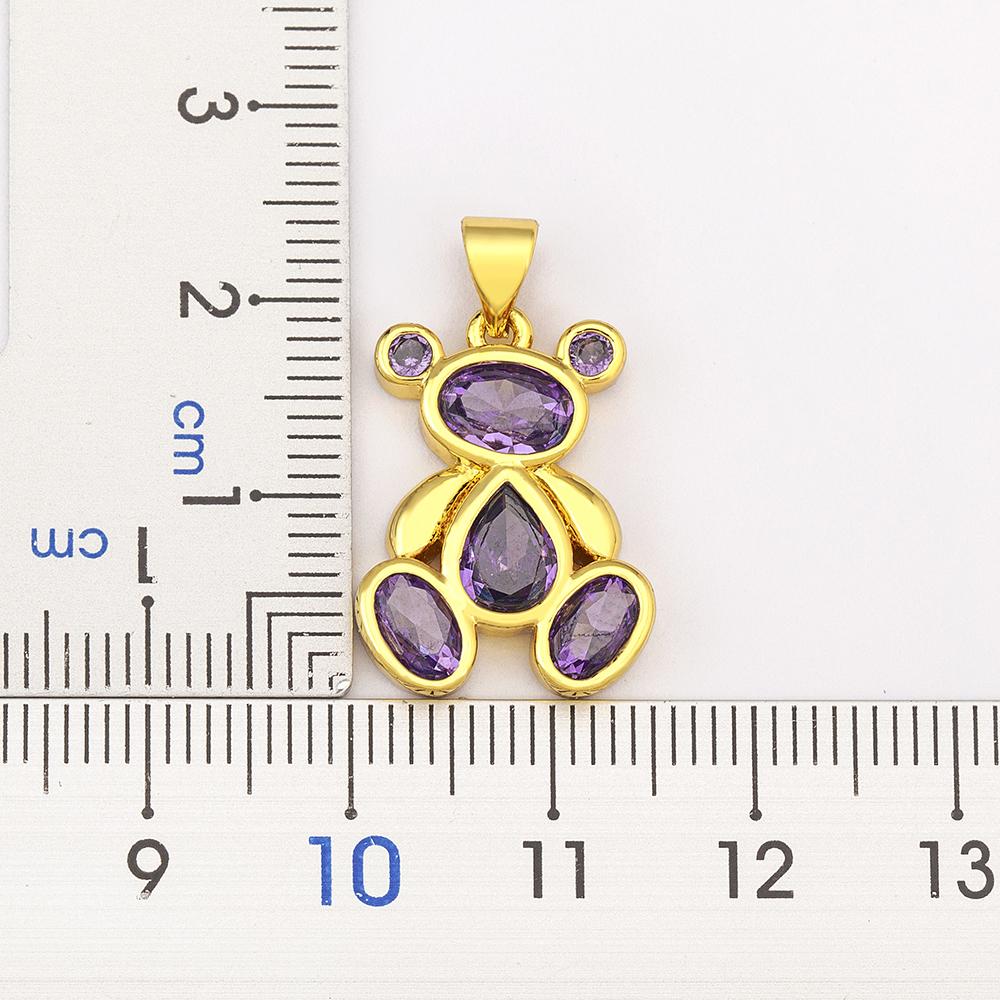 Nidin 6 Colors Choice Cubic Zirconia Bear Pendant Necklace for Women Cute Cartoon Animal Clavicle Chain Fashion Jewelry Gifts