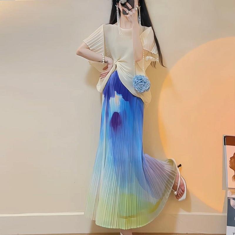 Летняя новая плиссированная полуюбка фиолетового цвета в западном стиле для женщин