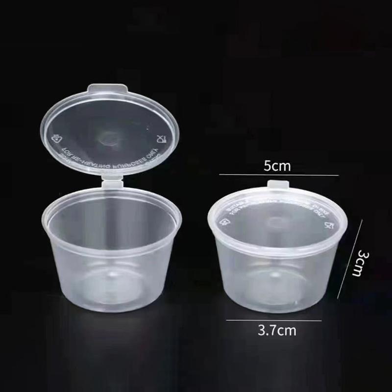 50Pcs Delivery Package Seasoning Box Sauce Box Seasoning Round Transparent Conjoined Plastic Box With Lid Multi Size Home Supply