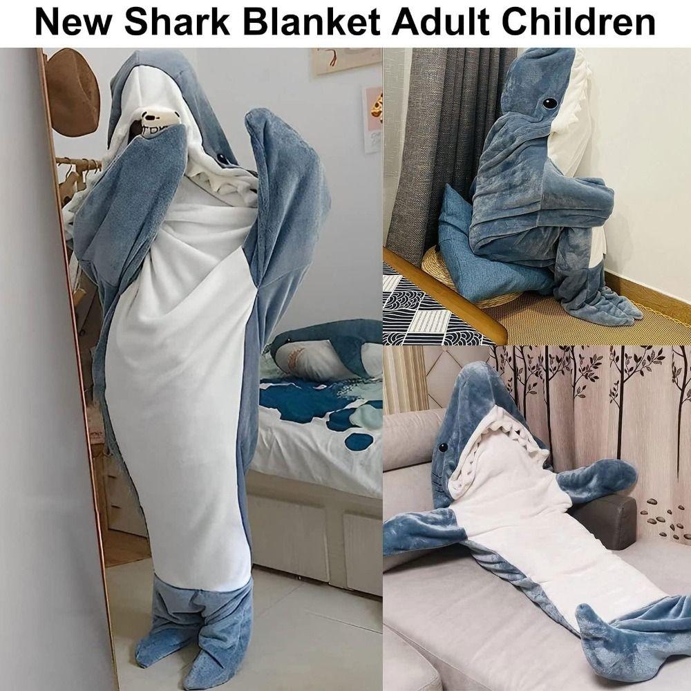 Super Soft Shark Blanket Hoodie Cozy Cartoon Pajamas Creative Gifts Shark Sleeping Bag Keep Warm