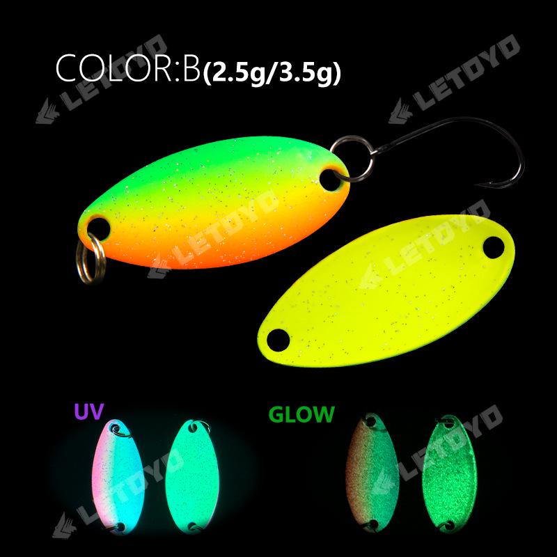 LETOYO UV Glow Sequin Lure: 2.5g & 3.5g Spoon Copper Bait for Long Cast Trout & Mackerel Fishing.