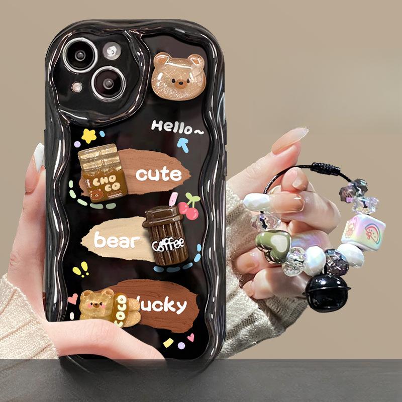 Подвеска в виде кофейного медведя для мобильных телефонов Apple 16 и iPhone 13, трехмерная силиконовая мягкая оболочка 12mini