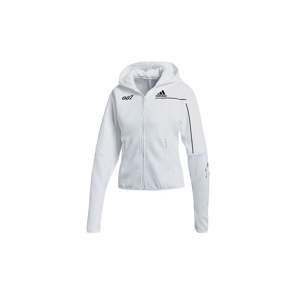 adidas Спортивная куртка с капюшоном и принтом логотипа X James Bond, женская белая куртка GN6814