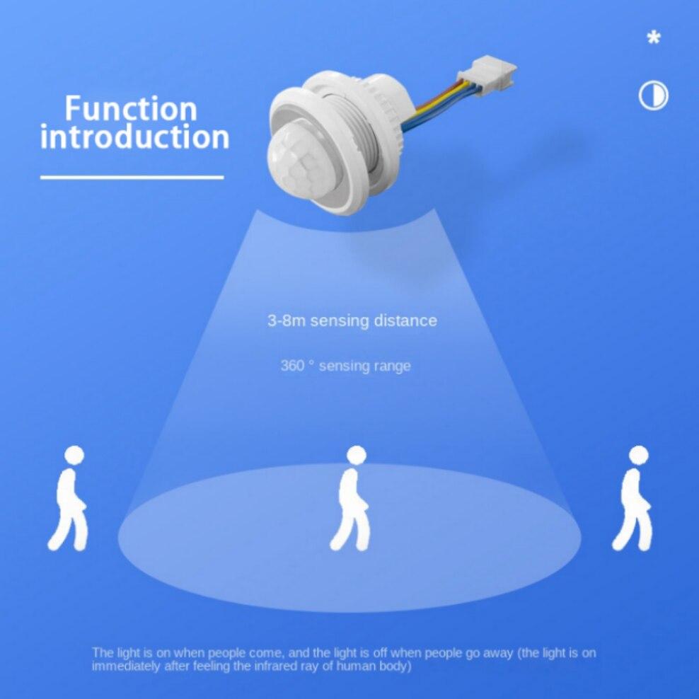 Светодиодный встроенный инфракрасный детектор PIR переменного тока 85 В-265 В ИК инфракрасный датчик движения переключатель для домашнего освещения индукционное регулирование