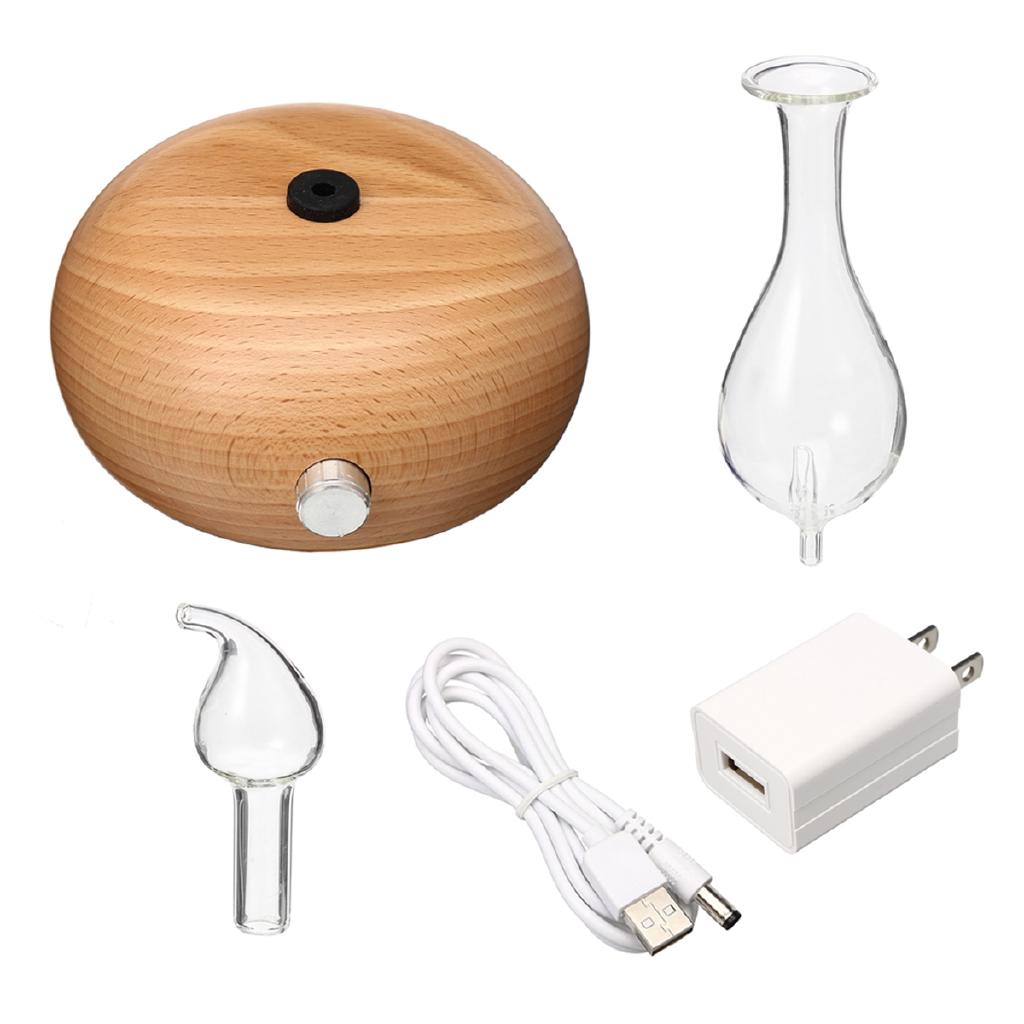 100V-240V AC Aromatherapy Pure Essential Oils Diffuser Air Nebulizer Humidifier Household Humidifier Glass + Wooden Air Appliance