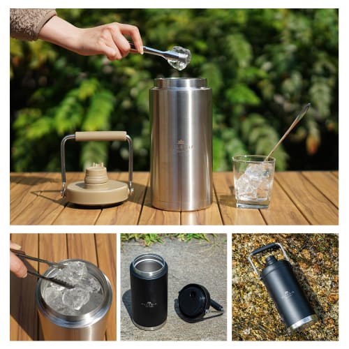 AllegiA Ice Container Jug, Outdoor Vacuum Bottle, Keeps Ice Cold, 1.8L/3.5L Capacity, Portable, Long-Lasting, Can Also Hold Hot Ice, Stainless Steel,