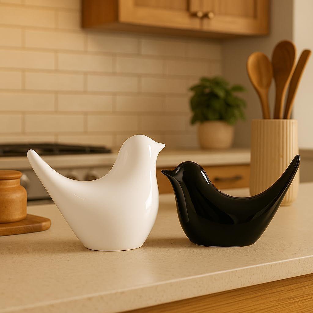 Креативные Белые и Черные Глянцевые Керамические Фигурки Птиц Аксессуары для Украшения Дома Вечеринка (Упаковка из 2 шт.)