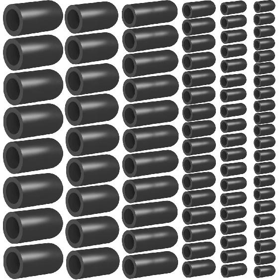80PCS Vacuum Hose Caps, Connector Assortment 6 Sizes Black Rubber Cap, Automotive Topomatic Replacement Parts For Carburetor Vacuum Plugs, Intake