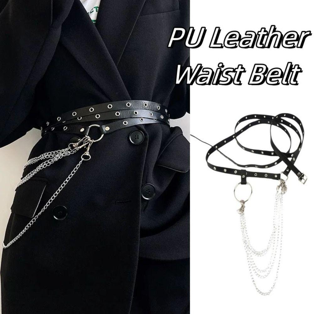 Multi-layer Women Waist Belt Extended Dress Waist Chain Harajuku PU Leather Belt  Dress Accessories