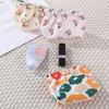 Lipstick Bag Waterproof Floral Print Metal Spring Opening Automatic Closure Portable Lightweight Commute Travel Makeup Bag Earphone Key Stoarge