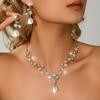Korean Version Sweet and Lovely Romantic Necklace Earring Two-piece Set Suitable for Taking Wedding Photos and Parties