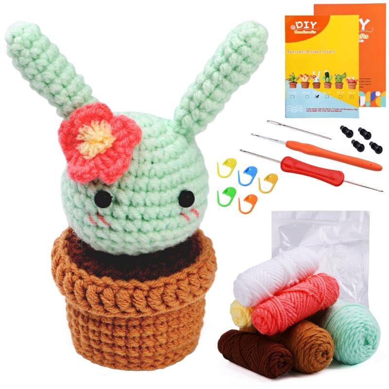 Beginners Crochet Kits DIY Crochet Starter Kits Including Crochet Hook, Yarn Balls, Needle, Instructions, Accessories