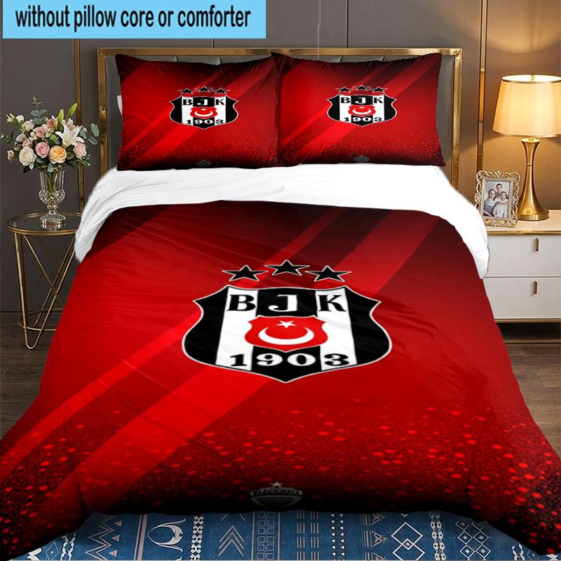 Besiktas Istanbul Football Club 3PCS Bedding set,Ideal for 1pc Duvet Cover And 2pcs Pillowcases Perfect for Fan gift,Ideal for Bedroom, Dormitory