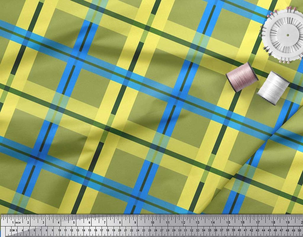 Soimoi Ткань японский креп-сатин в клетку с принтом в клетку швейная ткань метр 42 дюйма