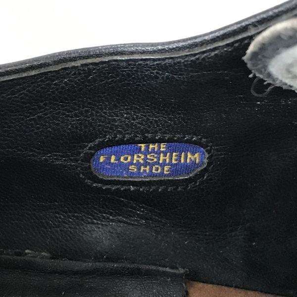 70-е - 80-е? Винтажные FLORSHEIM Войлок Коричневая Кожа Однотонный Носок 10E 27.5-28 Черные Туфли Деловые(ИСПОЛЬЗОВАЛ)