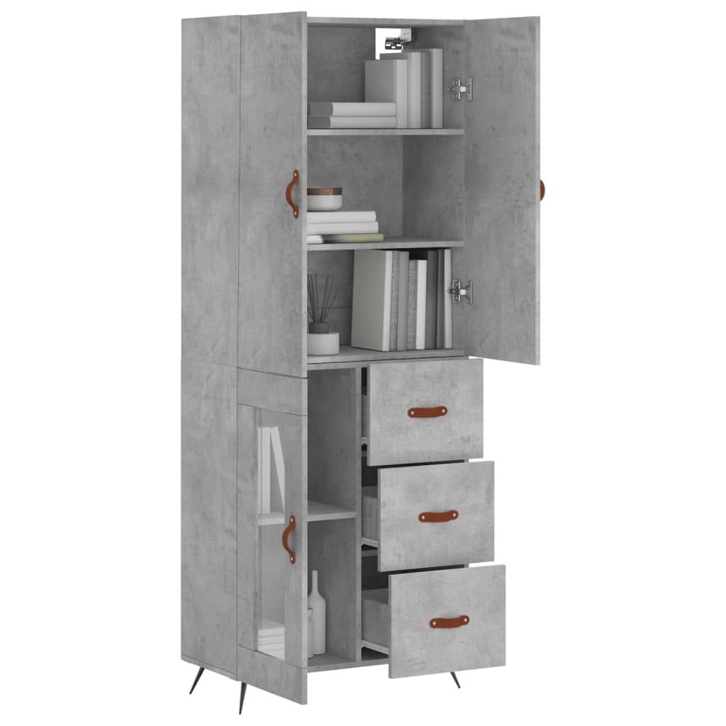 Vidaxl Witrynka, Szarość Betonu 69,5X34X180 Cm Materiał Drewnopochodny