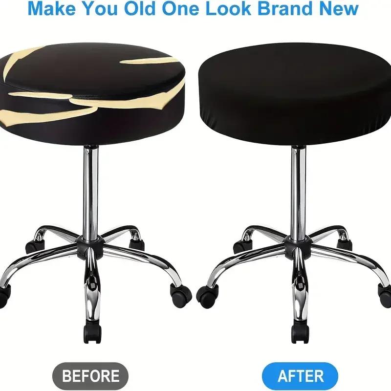 Чехлы для круглых стульев с эластичной резинкой Чехол для вращающегося барного стула Чехол для стула для бара, кофейни Защитное покрытие для сиденья Универсальный однотонный чехол для стула