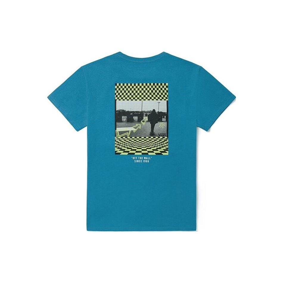 Vans T Shirts Women's Blue Crew Neck Moderate Straight Fit VN0A5F1TZEI