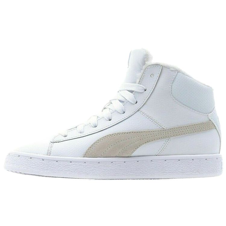 Puma Средние Кожаные Меховые Подкладки Удобные Повседневные Теплые Утолщенные Прочные Высокие Кроссовки Унисекс Кроссовки Белые 364977-02