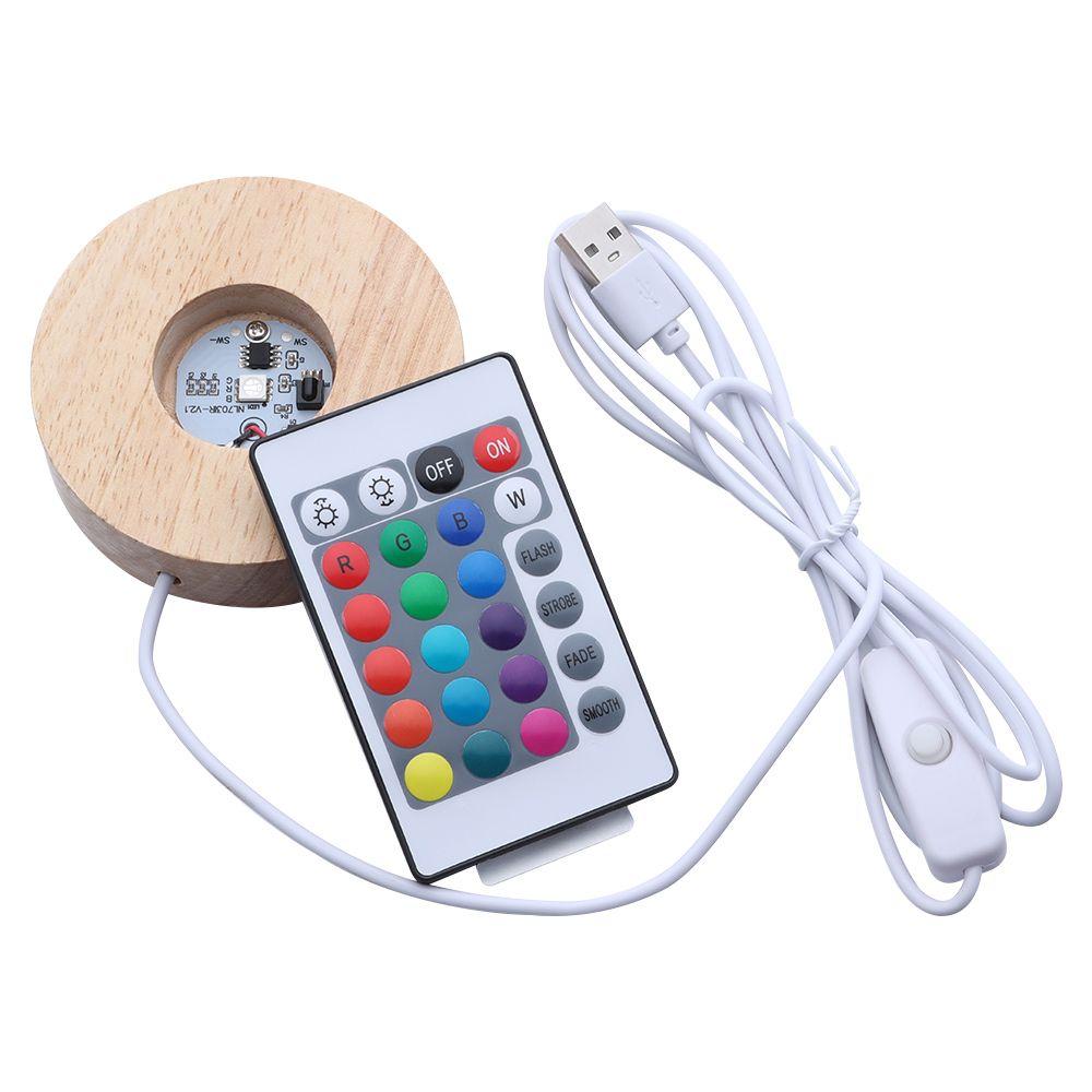 Gift for Crystal Ball Home Decor Color Changing LED Lights Wooden Lighted Base Stand Display Base