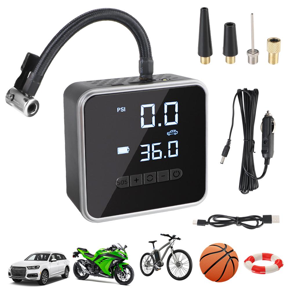 Перезаряжаемые аксессуары для шин ЖК-дисплей Воздушный компрессор Портативный воздушный насос Цифровой насос для накачивания шин