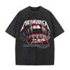 Vintage Washed Cotton T Shirt Monster Mouth Eyes Graphic Print Streetwear Loose Mens Womens Oversized Short Sleeve Tops