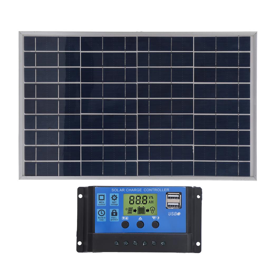 Solar Panel 10W 12V Polycrystalline IP65 Waterproof Portable 30A Solar Charge Controller for Outdoor