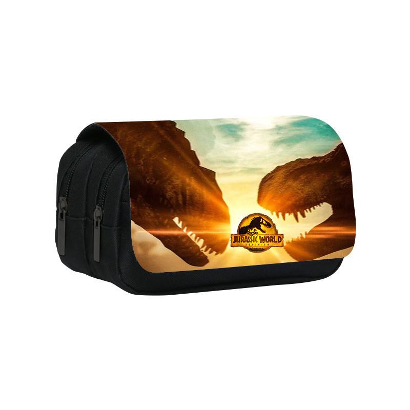 Jurassic World Dinosaur Pattern Double Layer Student Stationery Storage Bag For School And Work