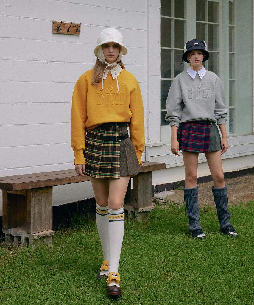 Candini Brown Double Wool Check Skirt