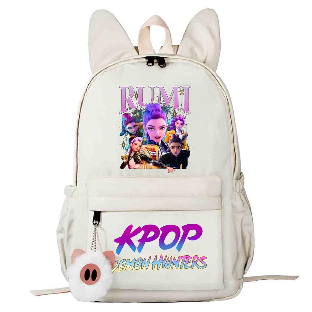 Kpop Anime Cartoon Print Student Korean Version Schoolbag Lightweight Cute Rabbit Ear Backpack