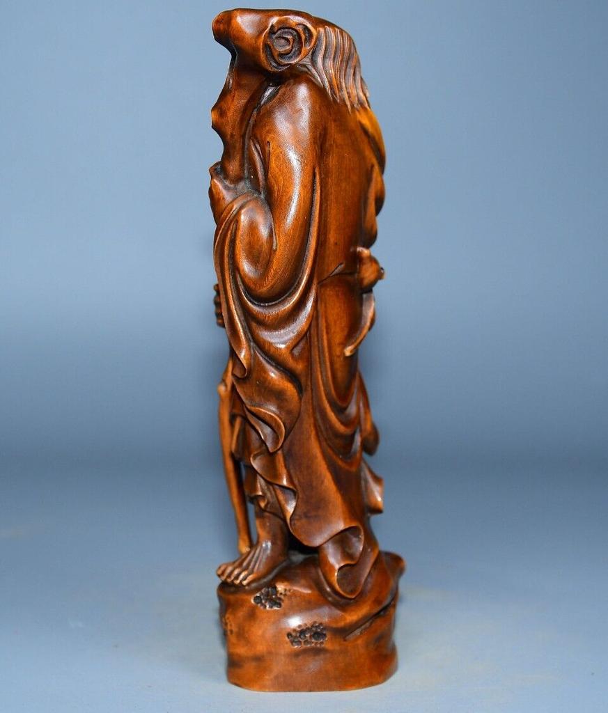Chinese Boxwood Wooden Exquisite Figure Statue Carvings Sculpture Home Decor Art