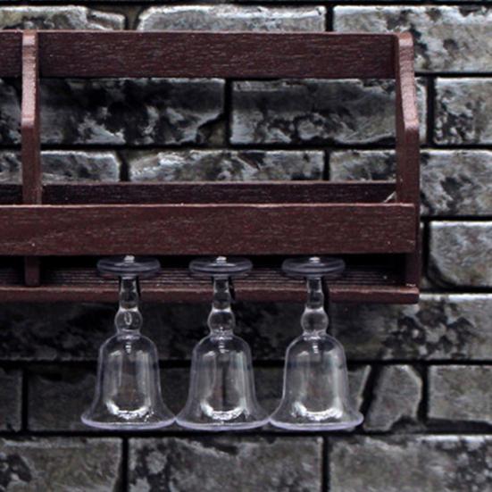 Мини-винный стеллаж Миниатюрная настенная винная стойка с бутылками и бокалами для вина Кукольный особняк Мебель для кухни Декор для кукольного бара