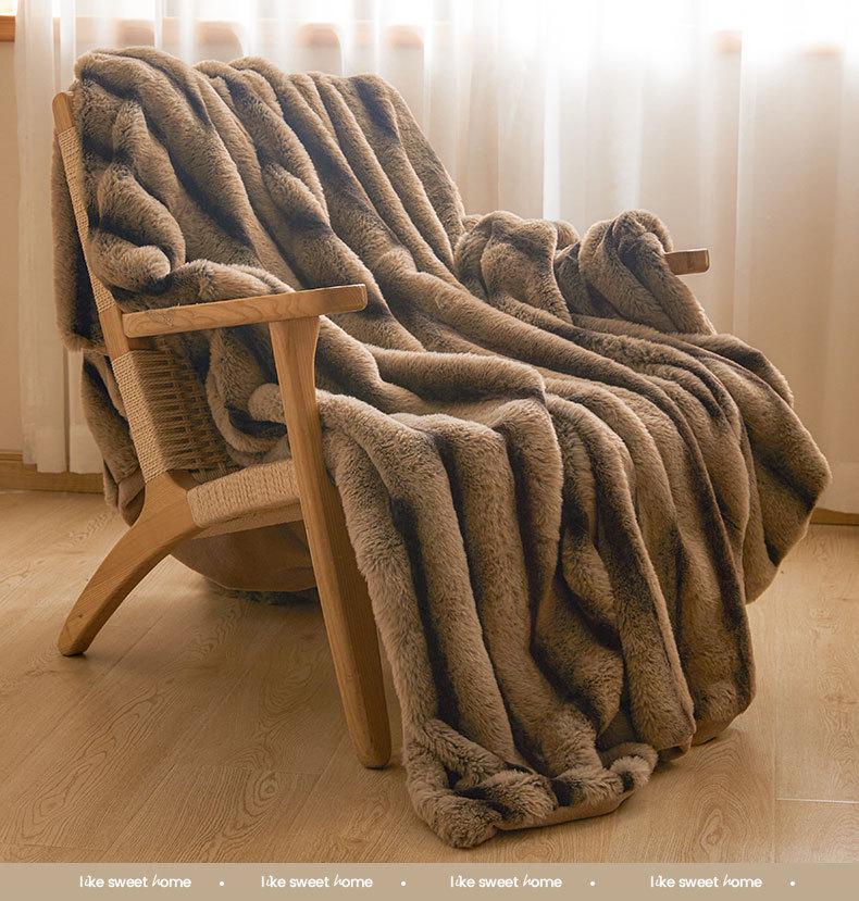 Плотный зимний фланелевый плед класса А - Нап из кроличьего пуха и кораллового флиса для кровати