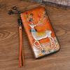 Handmade Embossed Genuine Leather Wallet Card Holder Vintage Long Purse Women's Hand Wallets