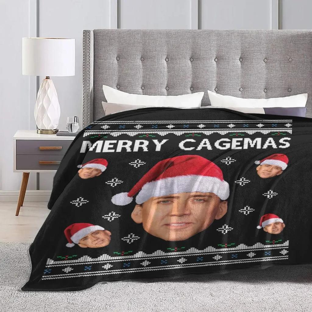 Nicolas Cage Flannel Blankets Quality Warm Soft Actor Merry Christmas Bedding Throws Autumn Travel Office Bedroom Bedspread