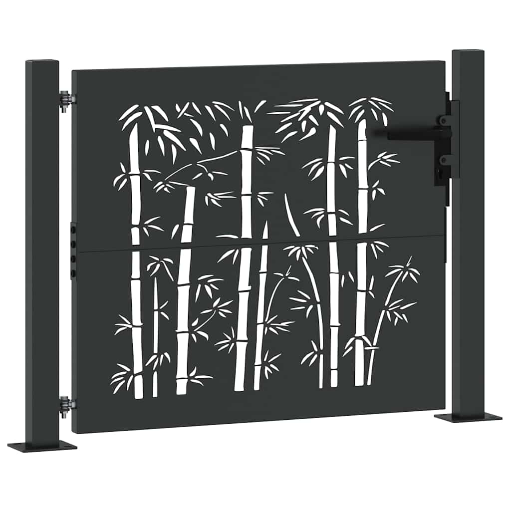 Garden Gate Black 110 x 105 cm Powder Coated Steel