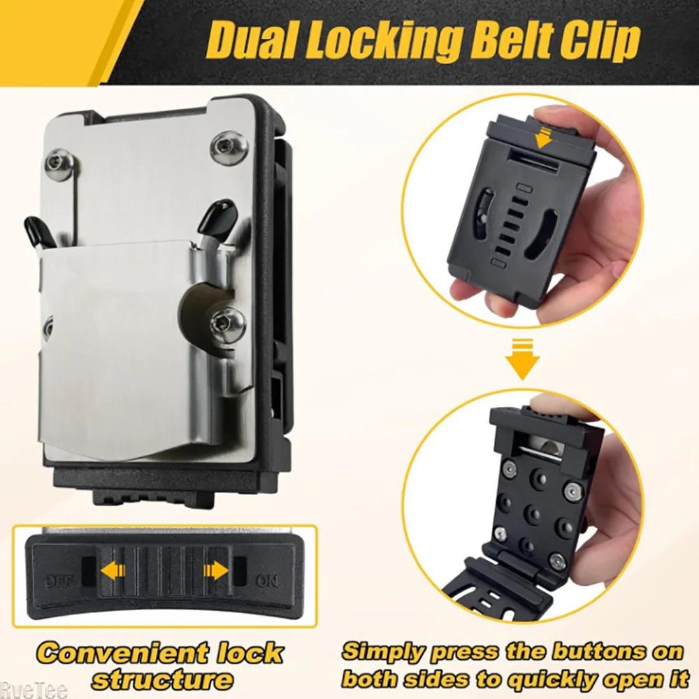 Belt Drill Bit Bracket for Impact Drills Nail Guns Dual Locking Clip Power Holder with Hook Quick Access Home Installation Tools