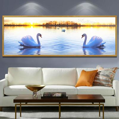 Красивый пейзаж Лебединого озера Белый лебедь Дикая лошадь Украшение гостиной Картина Современная пейзажная живопись Диван Спальня Прикроватная тумбочка