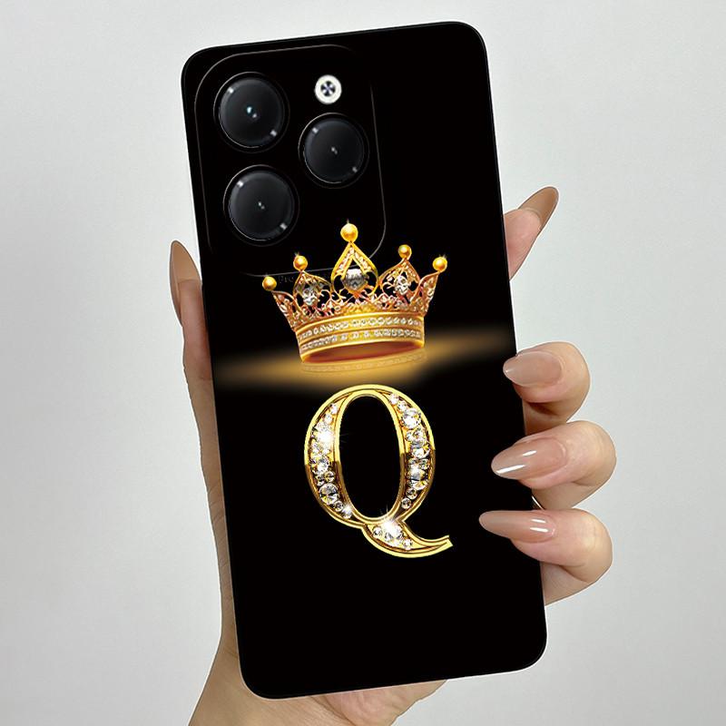 Чехол для Infinix Hot 40 Pro 40i Корона Буква Funda Мягкая Жидкая Силиконовая Задняя Крышка Для Infinix Hot40 Hot40i 40Pro Бампер Оболочка