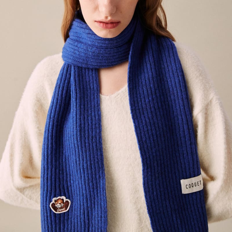Coquet Face Lesser Panda Patch Knit Muffler Cobalt Blue