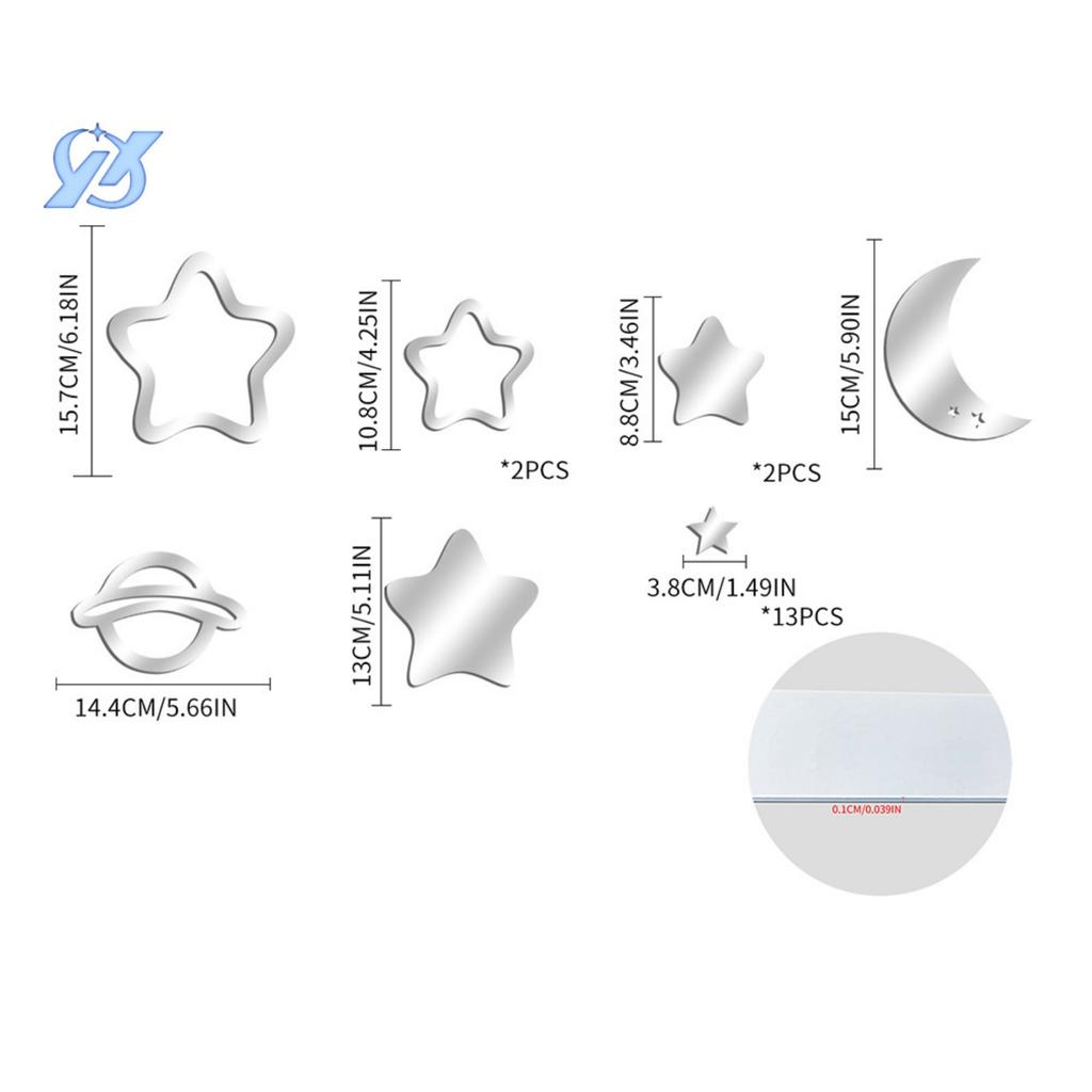 Звезды и луна зеркало акриловые настенные наклейки спальня детская комната настенное украшение макет настенные наклейки