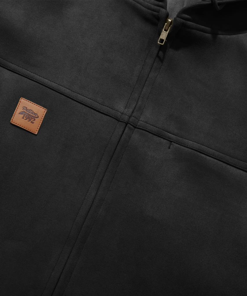 Толстовка на молнии с замшевой нашивкой Trillion Leather Patch_Черная