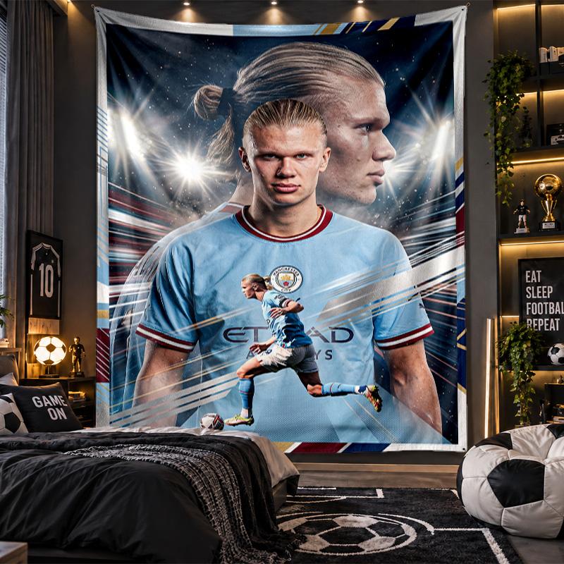 Wall Hanging Tapestry Erling Haaland Print Cloth for Living Room Bedroom Home Decor