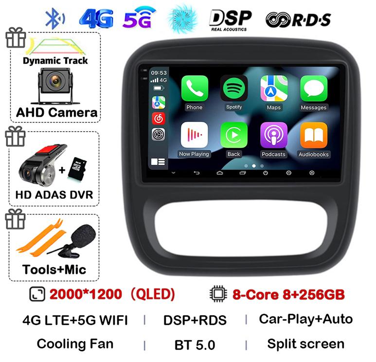 Android 14 Carplay Auto для Renault Trafic 3 2014-2021 Opel Vivaro B 2014-2018 BT Авторадио GPS Мультимедийный Плеер Стерео WIFI+4G