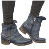 Women Leather Buckle  Boots Heel Boots Large Size Side Zipper Casual Shoes
