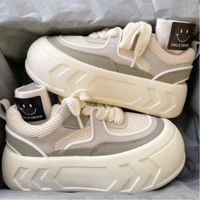 2024 г. Кроссовки для бега на толстой подошве с воздухопроницаемой подошвой, женские, белые сетчатые кроссовки, летние кроссовки Cross Creepers с перекрестными шнурками